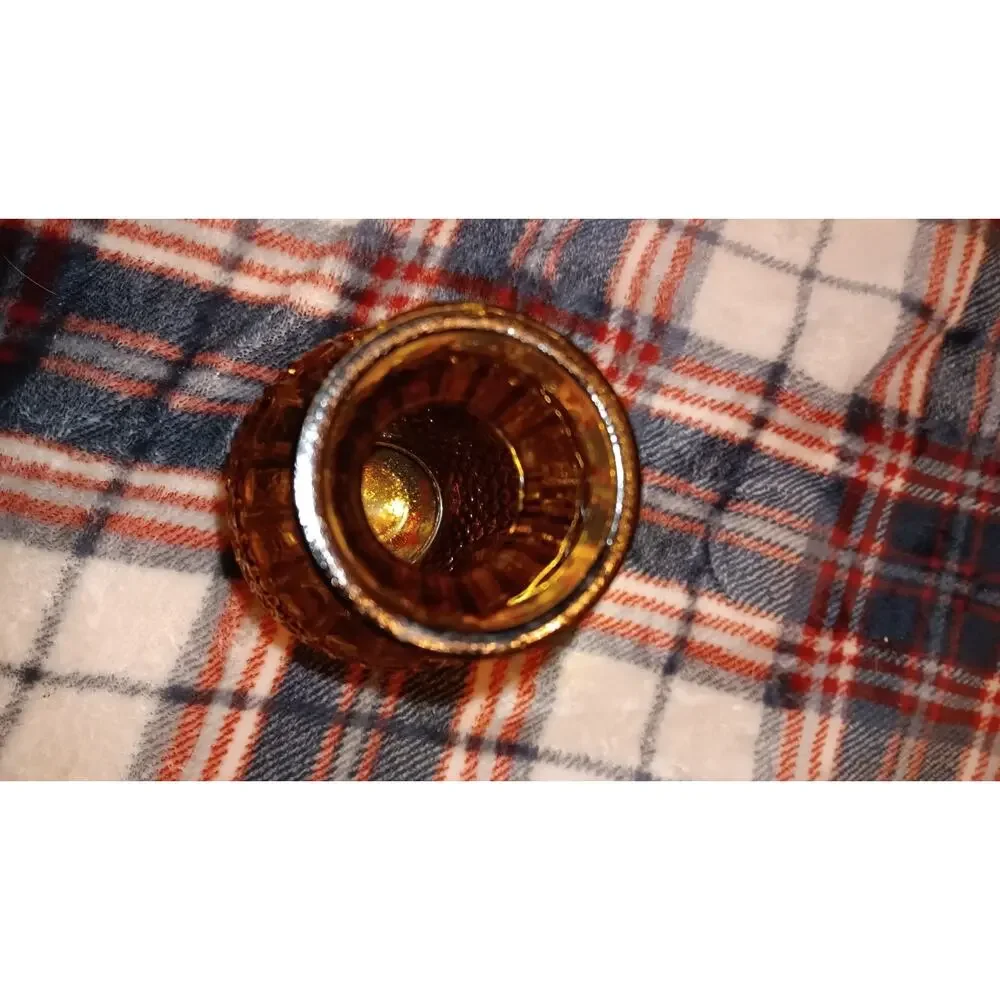 Vintage Amber Glass Vase Diamond Pattern 6.5